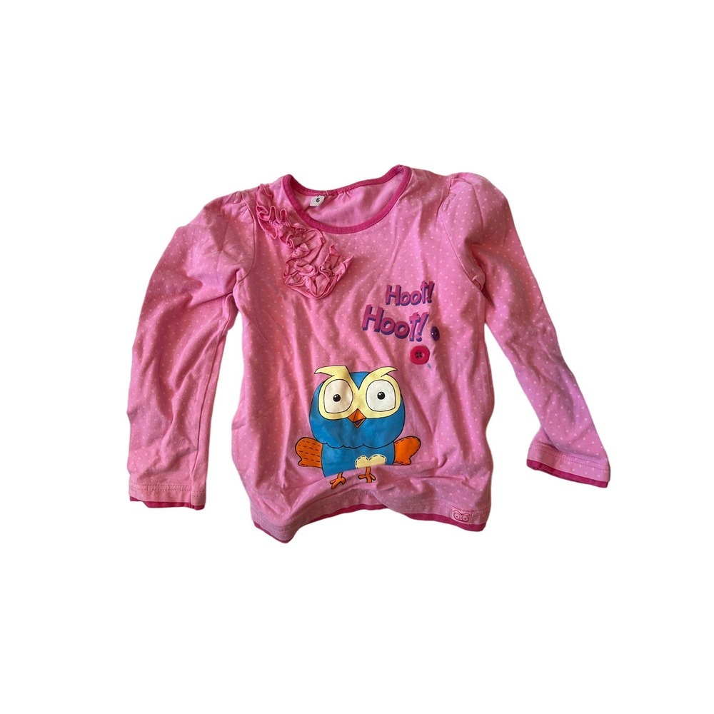Owl Hoo Hoo Pink Long Sleeve T Shirt Girls 6